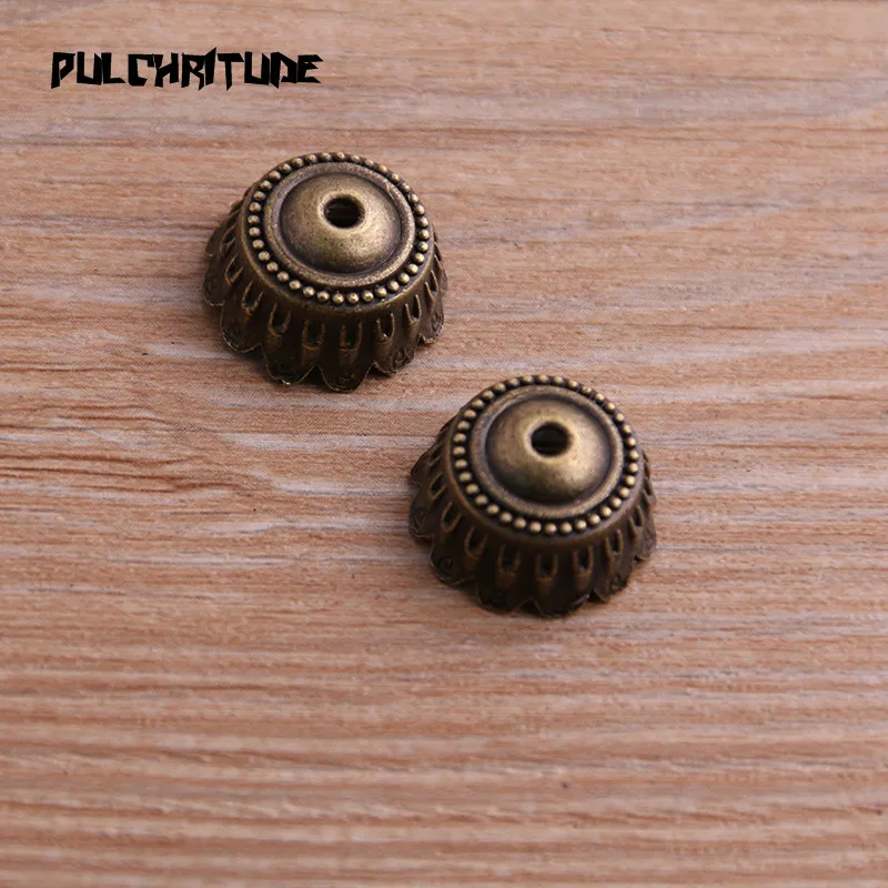 8pcs 9*17*17mm Two Color Retr Bead Caps Charm Hollow Round Pendants Jewelry Accessories DIY Receptacle Charms
