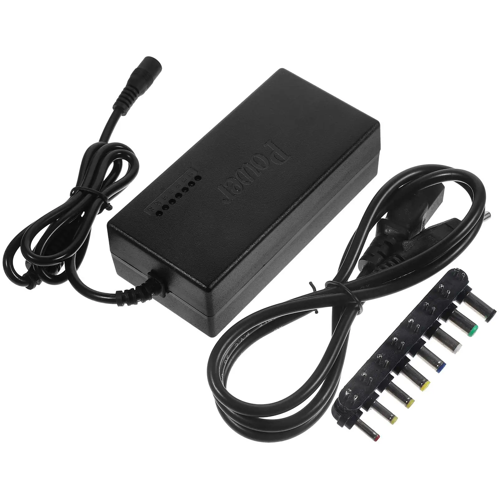 10 قطع 96 وات محول طاقة للكمبيوتر المحمول متعدد الوظائف 12 فولت - 24 فولت قابل للتعديل 96 وات جسم رئيسي واحد، 8 رؤوس،