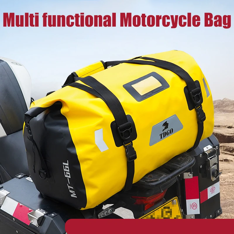 36L 40L 66L Universal Motorcycle Waterproof Tail Bags Helmet Durable Rear Moto Seat Bag High Capacity Riding Motocross Outdoor
