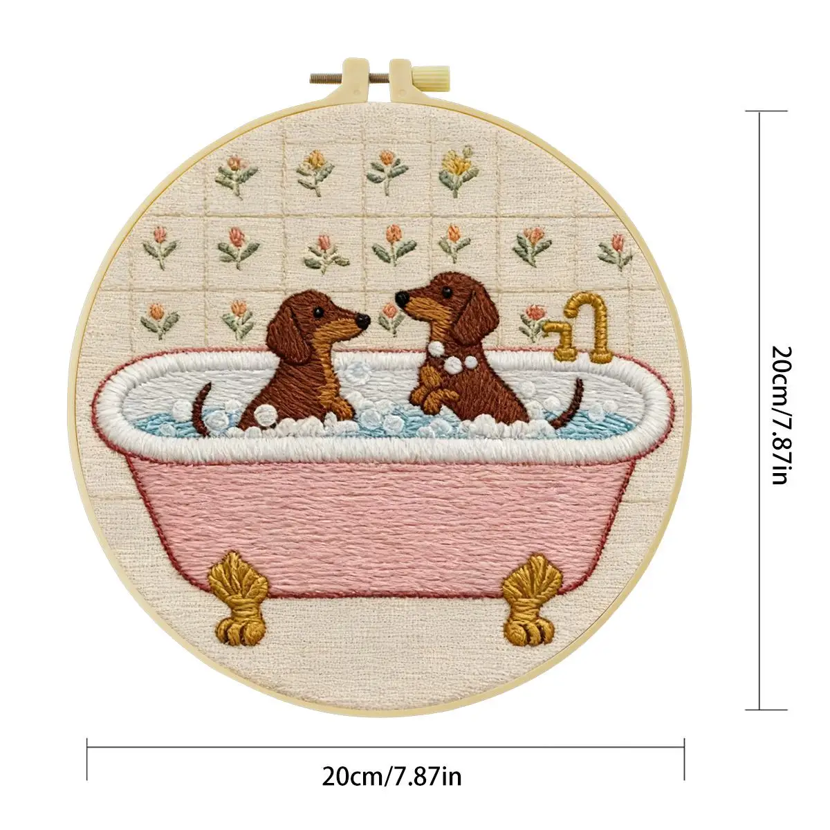 1 Stück 20X20CM/15X15CM 7,87/6,3 Zoll Tier - Hund Stickerei-Starter-Set DIY-Kit DIY-Stickerei-Set Handarbeits-Malerei – Detail 4