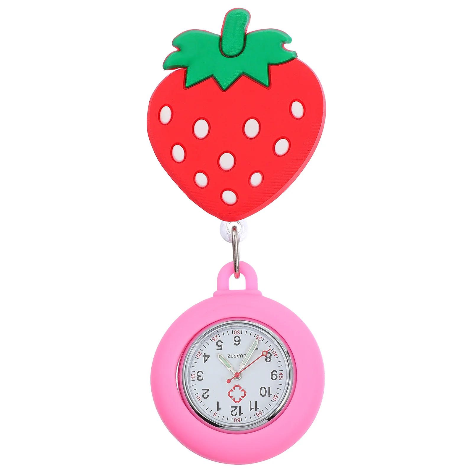 1 قطعة ساعة جيب ممرضة الكرتون الفراولة مضيئة لمط سيليكون ساعة طبية هدية جميلة للأطباء الممرضات #5