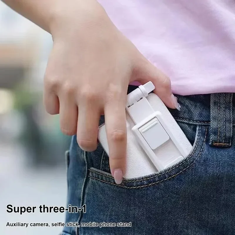 Mini bastão de selfie dobrável 360 °   Suporte giratório para telefone, auxílio para tiro, bluetooth, remoto, portátil, estável, vlogging, transmissão ao vivo, viagem