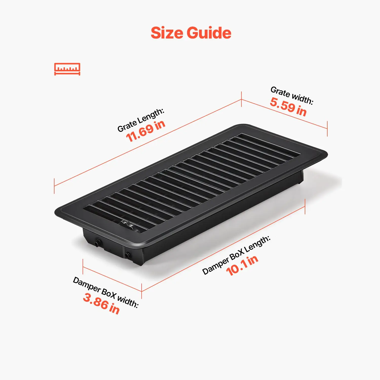 4 x 10 Inch Floor Registers, 12-Pack Vent Grilles, HAVC Heavy-Duty Walkable Iron Floor Vents, Easily Adjustable Rust-Proof Air V
