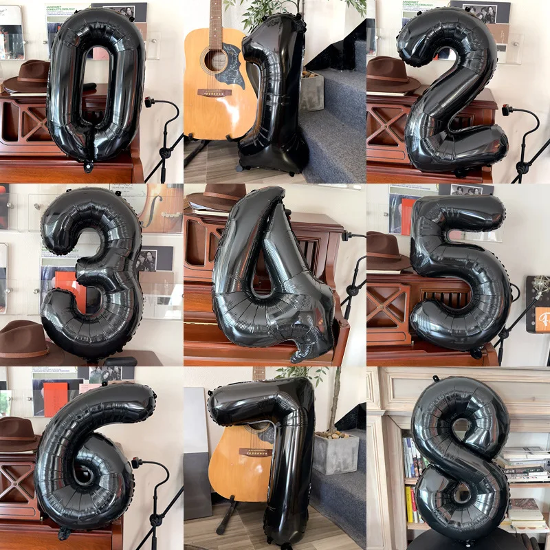 1 szt. INS 32 cale czarne duże liczby balony foliowe rysunek balon z helem naklejki urodzinowe rekwizyty fotograficzne dekoracje na imprezę urodzinową