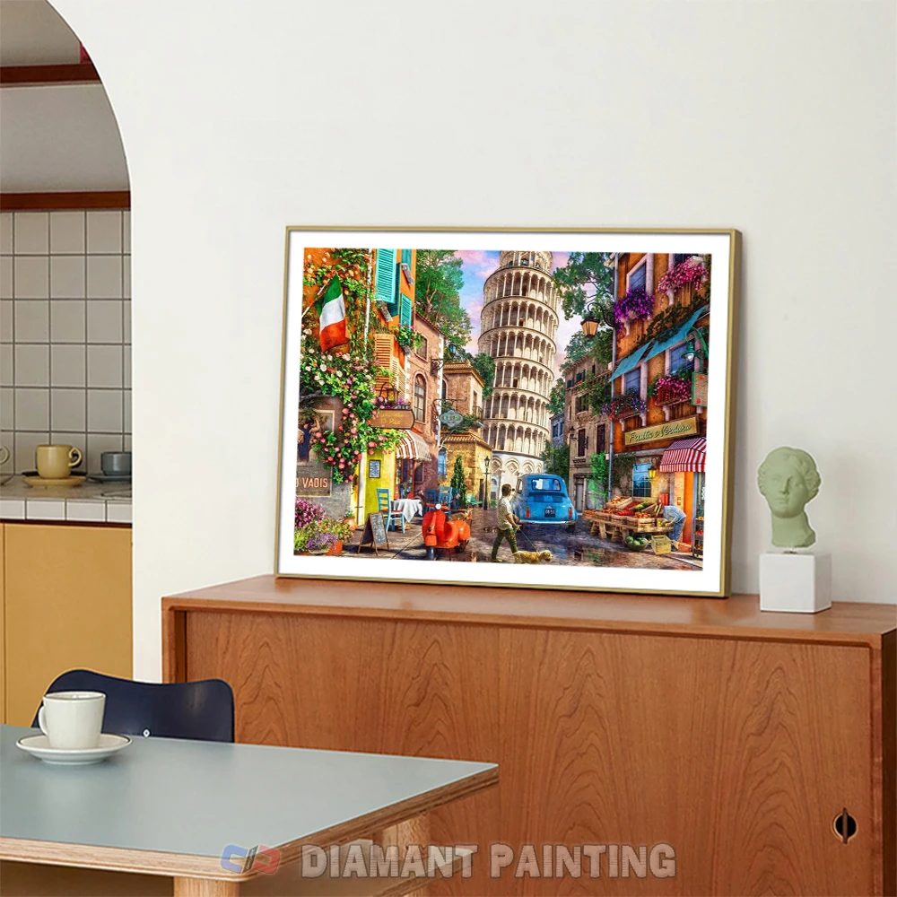 5D New Diamond Embroidery Street Picture Of Rhinestones Landscape Diamond Painting City Mosaic House Needlework Home Decor Art