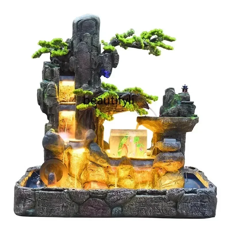 

new Outdoor courtyard rockery flowing water landscaping company double-sided fish pond fountain water circulation ornament ss 86