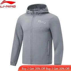 Li-ning Männer Fitness studio Training Kapuze Wind jacke mit Proof Smart 84% Polyester 16% Elasthan reguläre Passform bequeme Sport jacke afdt635