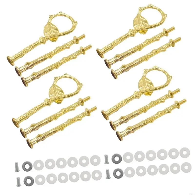  Dessert Tray Replacement Hardware, 4 Gold Handle Sets for Party Displays