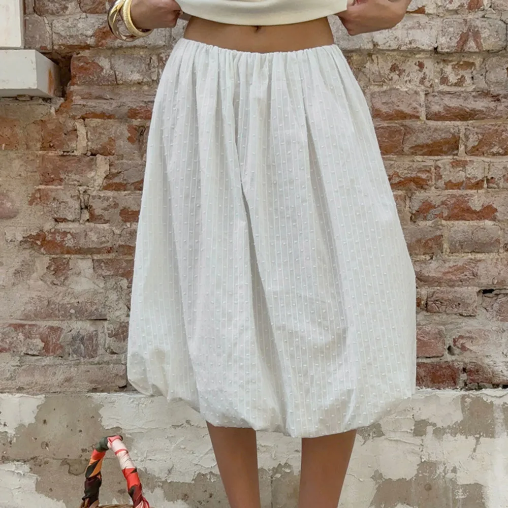 

Blifanbo Autumn Winter New A-line Midi Skirt For Women White Loose Leisure Fashion Bubble Midi Skirt Streetwear Elegant Skirt
