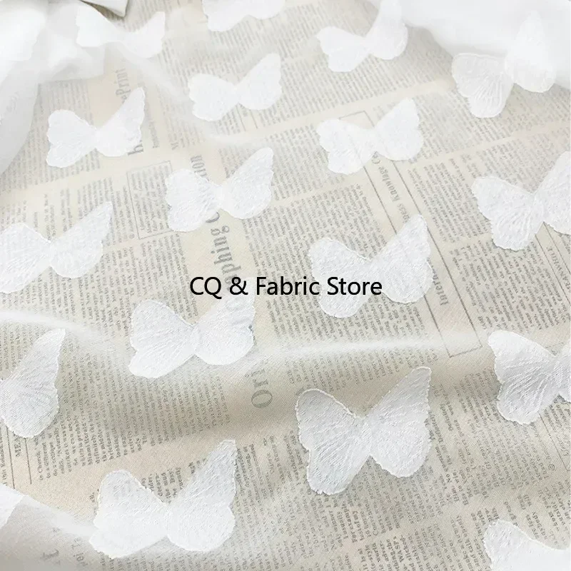 Butterfly Jacquard  Chiffon Fabric For for Veils, Wedding Dress, Haute Couture, Chiffon Blouse, Costumes, Table Overlay Sewing view 2