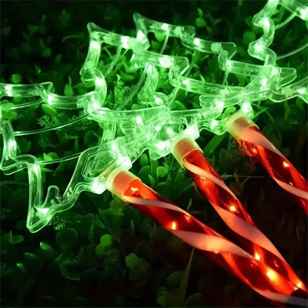 5PC/Set Outdoor Solar Christmas Candy Cane Light 8 Modes Waterproof Christmas Decor String Lights LED Decorative Light