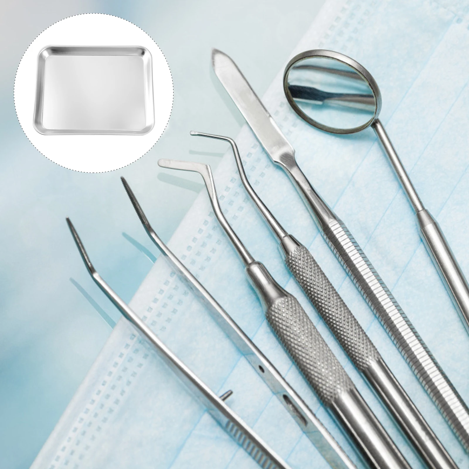 

1Pcs Stainless Steel Square Tray Lightweight Portable Polished Dental Tool Plate Dentistry Instrument Tray for Oral Instrument