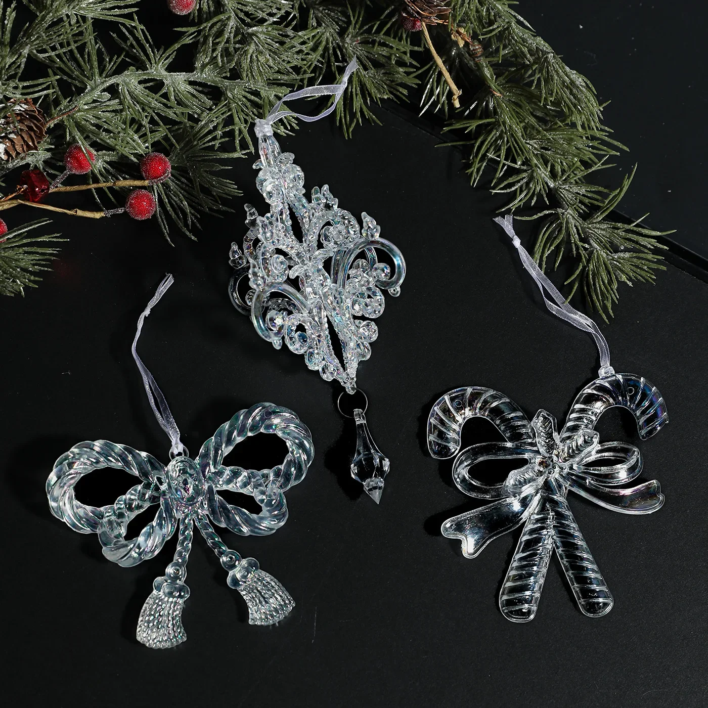 

Transparent Symphony Plastic Pendant Colorful Christmas Tree Acrylic Ornaments Decoration Layout Scene Layout Props