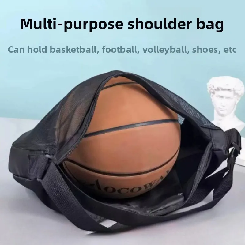 Anti tear ball bag compatible with basketball football volleyball adjustable shoulder strap and zipper basketball crossbody bag