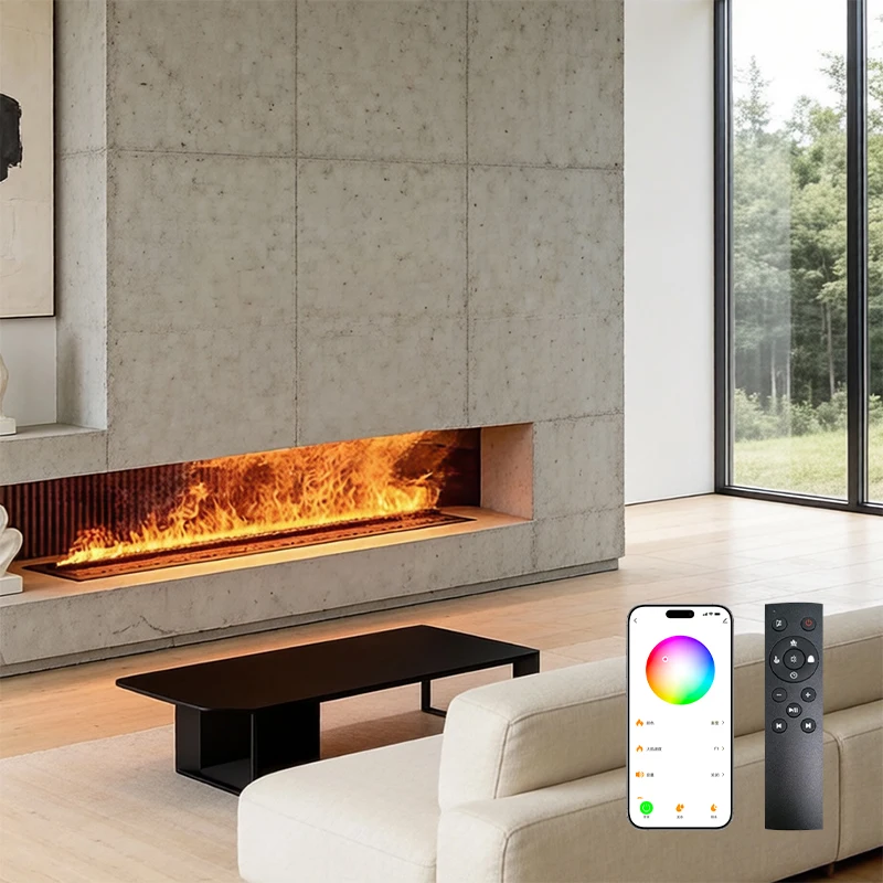 

Steam Water Fireplace Flame Humidifier Remote APP Control Indoor 7 LED Flame Colors 3D Vapor Steam Fireplace 0.7M 1M 1.5M 2M