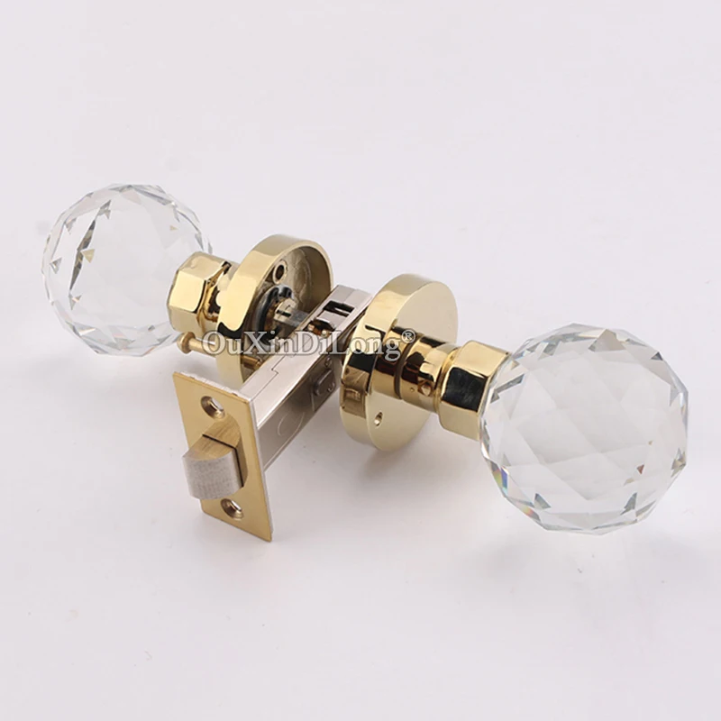 Top Luxury European American Crystal Knobs Door Locks Interior Living Room Bedroom Bathroom Silent Door Knobs Lock Set Keyless