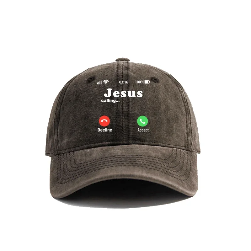 Jesus is Calling Accept Or Decline Baseball Cap Summer Distressed Dad Hats Men Outdoor Adjustable Cotton Jesus Caps