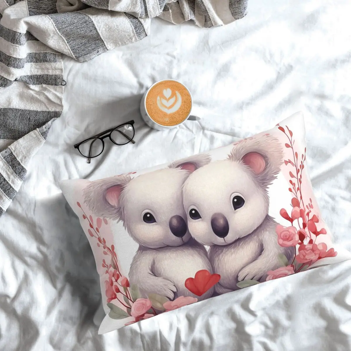 Valentine's Day Koala Bears In Love Rectangle Pillowcase Cushion Cover Decorative Bedroom Bed Home Comfort Throw Pillow
