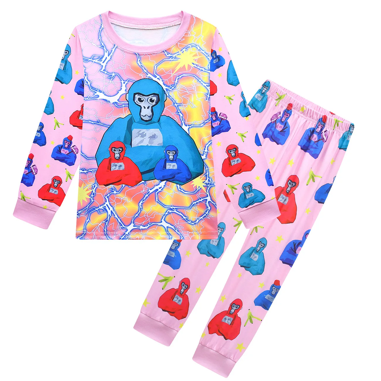 Funny Gorilla Tag VR Gamer Costume for Kids GorillaTag Printed Pyjamas Teens T-Shirt Pants Sets Birthday Gift Boy Girls Clothing