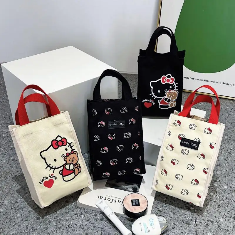 Olá Kitty Bolsa de Lona Portátil, Kawaii Sanrio Saco De Armazenamento, Copo de Água Assada Beaker Bag, Comida Bagging Presente para Meninas