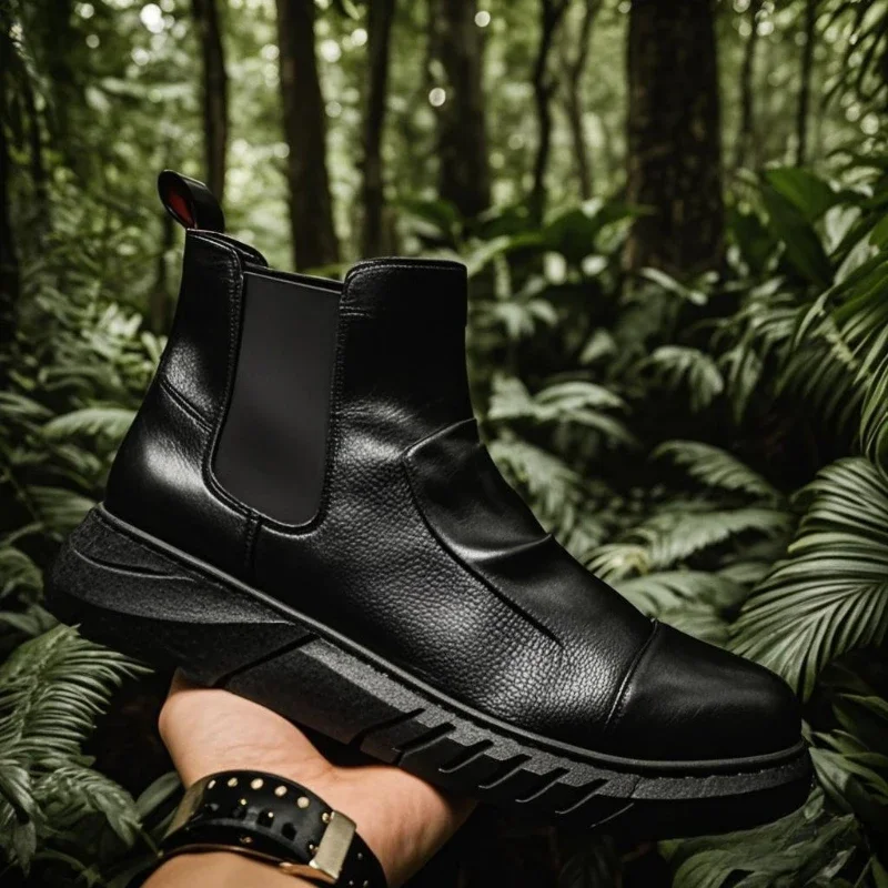 احذية المطر الرجالية مقاوم للماء وغير قابل للانزلاق أحذية رجالي المتسكعون مقاومة للاهتراء كعب منخفض المطاط دون جلد أحذية العمل في الهواء الطلق