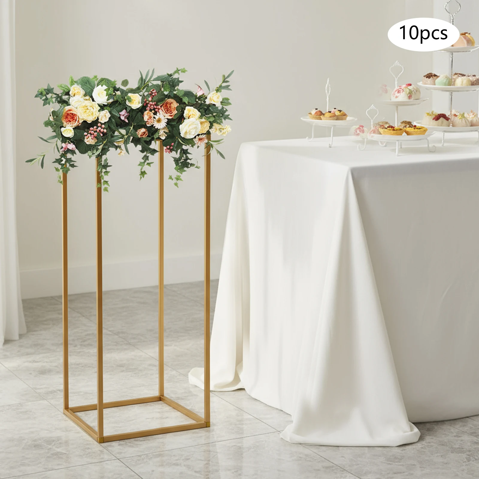 Square Wedding Flower Stand Flower Stand 10 Set Gold Triangle Connection Stable Structure for Balloon Display Event Party Table Arrangement Decor