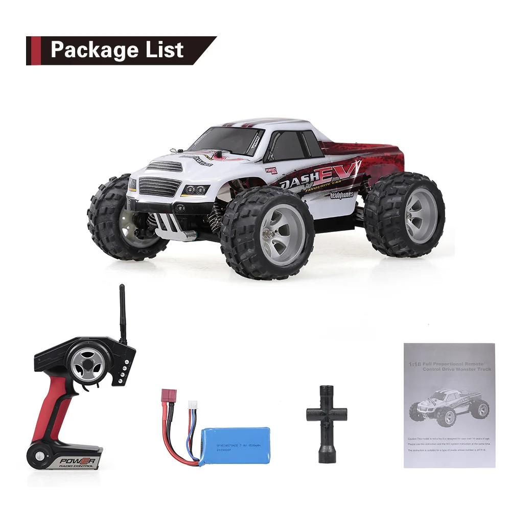 A979-B Racing Car 2.4G 1/18 RC Car 4WD 70KM/H High Speed Collision Avoidance Electric Big Foot Truck RC Crawler RTR