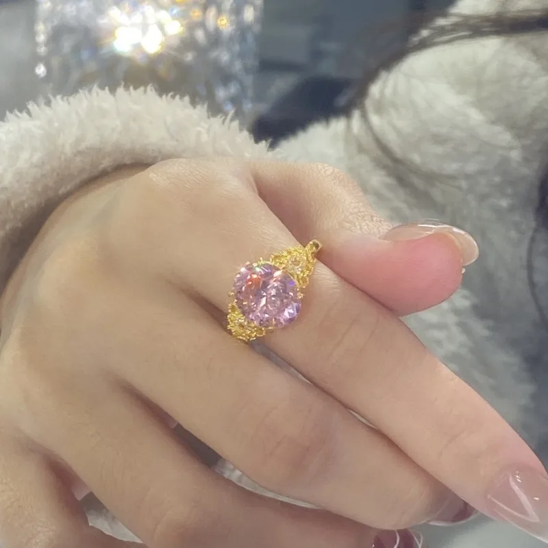 جديد الصينية الخفيفة الفاخرة جوفاء الدانتيل سطح البيض الزركون حلقة المرأة المتخصصة أنيقة الراقية حلقة افتتاح قابل للتعديل #3