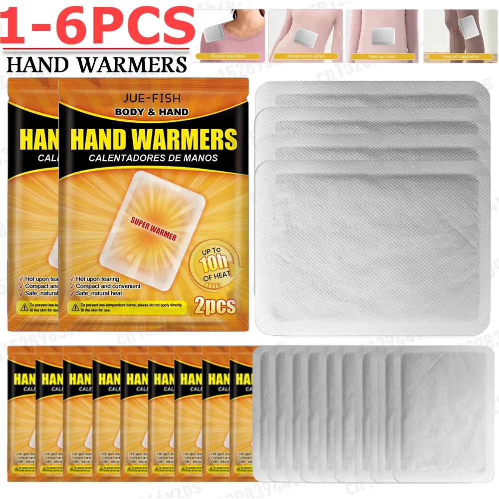 1-6Pcs  Heat Patches Air Activated Warmers Long Lasting Disposable Heating Pack Natural Self Adhesive Hand Warmers Instant Heat