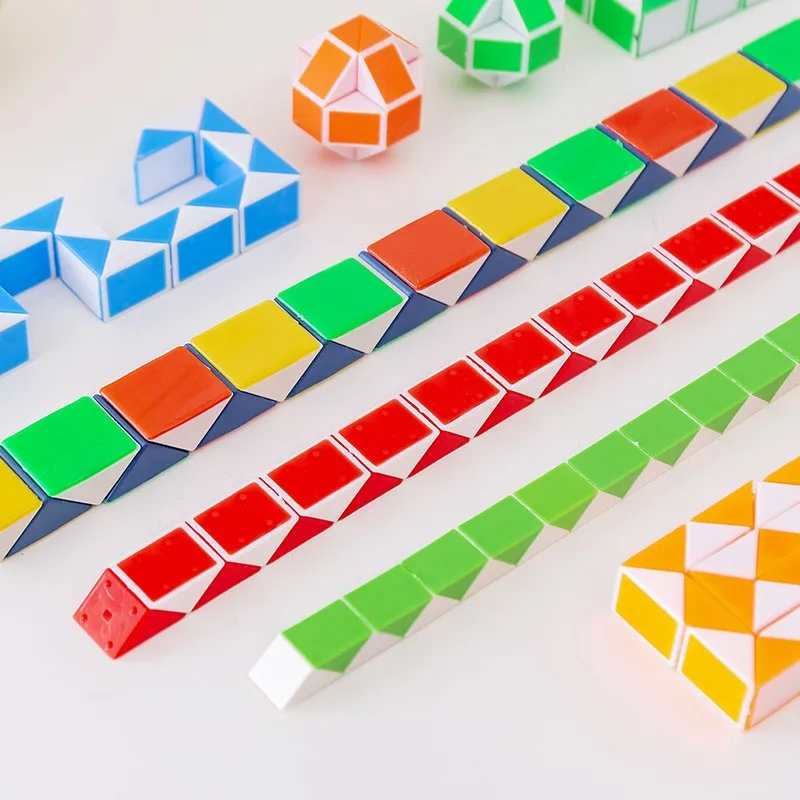 6 Pcs Folding Magic Snake Ruler Puzzle Antistress Cube Educational Toy Kids Birthday Party Favors Goodie Bags School Reward 21CM