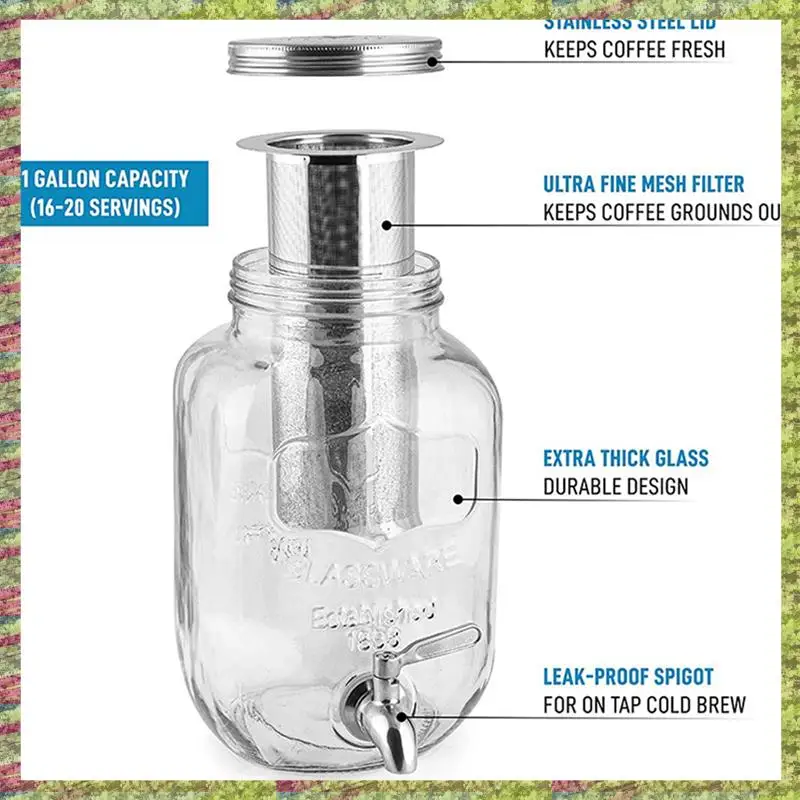 فلتر قهوة ABKB 2X لبرطمان ميسون واسع الفم، 304 من الفولاذ المقاوم للصدأ، شبكة فائقة النعومة، مصفاة للشاي والفواكه