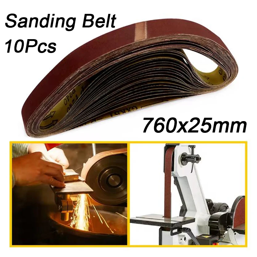 

10 шт. шлифовальные ленты 760x25 мм, наждачная бумага, абразивная лента 40/60/80/120/180/240/320/400 зернистость для ленточной шлифовальной машины, полировки металла, дерева