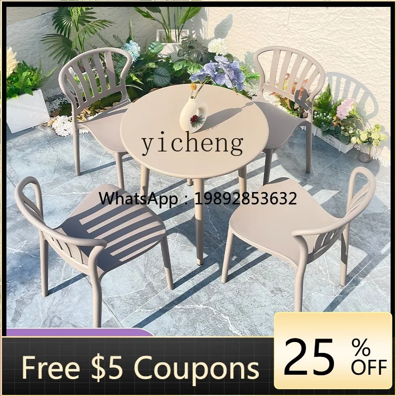 

Z1 table and chair set balcony casual coffee milk tea shop carbon steel round table outdoor dining table