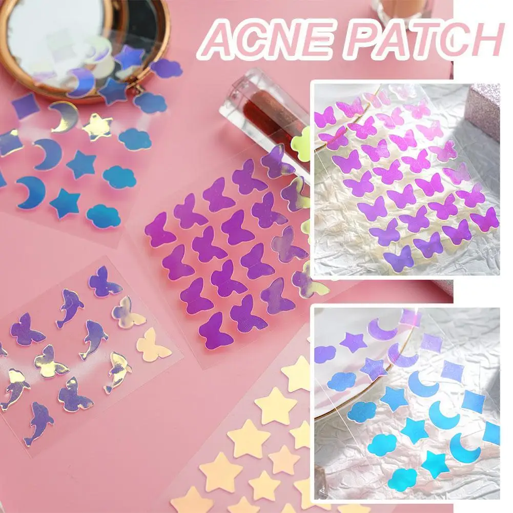 

1 Sheet Colorful Cute Star Butterfly Shaped Treatment Sticker Invisible Cover Removal Pimple Patch Skin Care