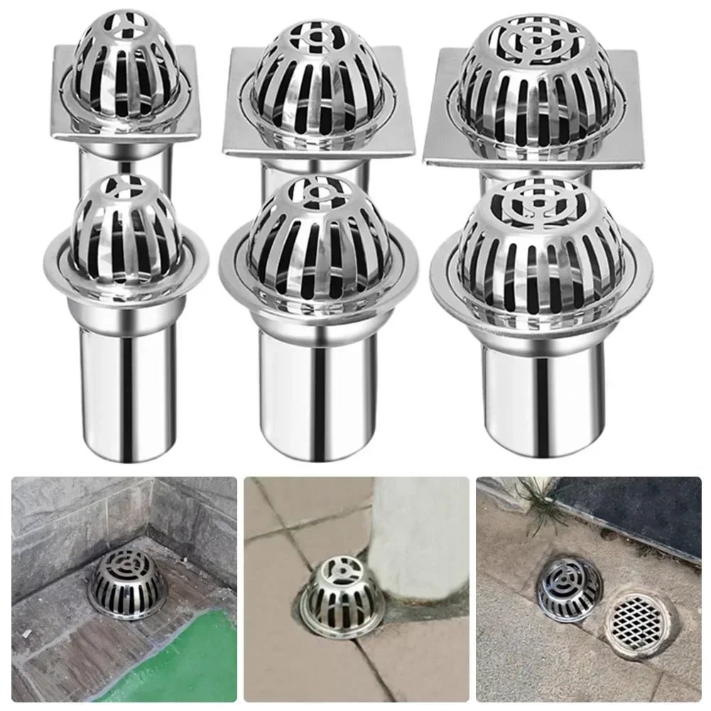 1pcs 3/4/5inch Garden Gutter Stainless Steel Guard Downspout Strainer Anti-Blocking Strainer Floor Drain Cover