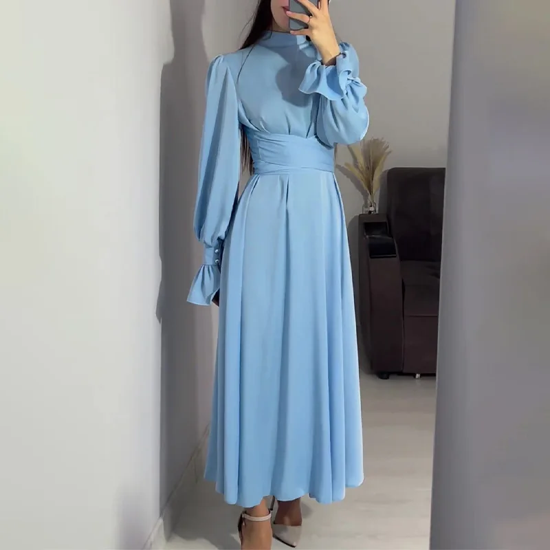 Eid Muslim Modest Abaya for Women Party Dresses Solid Jalabiya Dubai Abayas Kaftan Arab Robe Islam Ramadan Morocco Vestidos