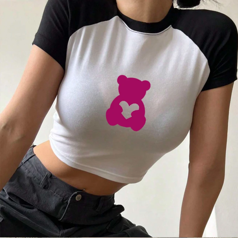 Bear Vintage Fashion Heart Y2k 2000s Women Heart Hot Girl Aesthetic Summer Streetwear Kpop Graphic Fairy Grunge Sexy Hot Girls