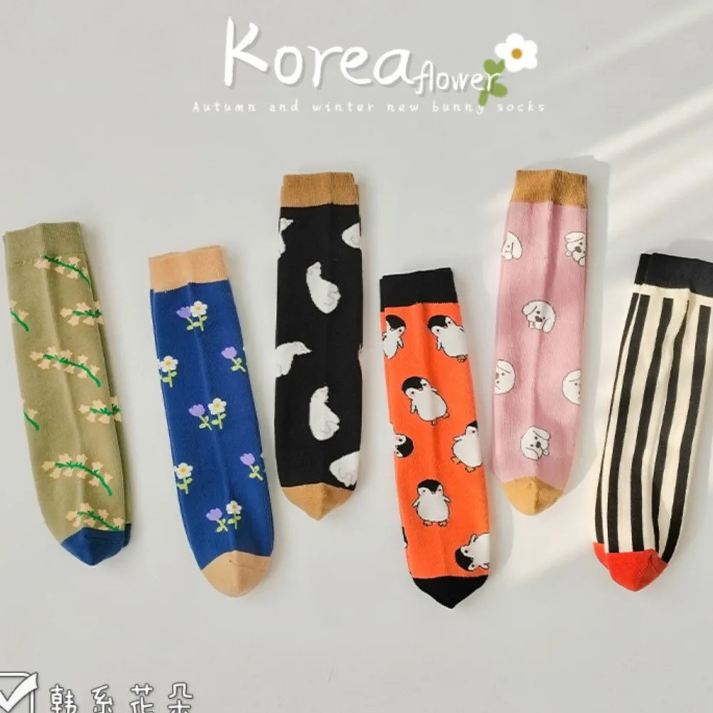 Children knee high sock fall  winter spring period boy socks cotton stocking cartoon cute baby girl students tube socks