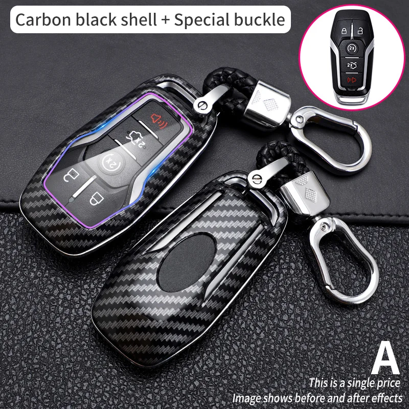 1PCS Premium Full Enclosed Protective Key Shell Case for Lincoln A Car Keys with Carbon Fiber Texture and All-Inclusive Design