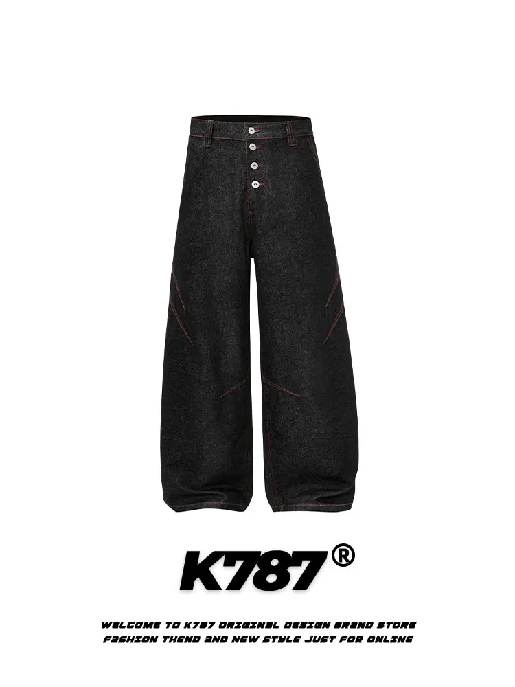 

Джинсы K787 в американском ретро-стиле, свободные, с высокой талией, прямые, длинные, для мужчин и женщин, повседневные, из смесового хлопка и полиэстера