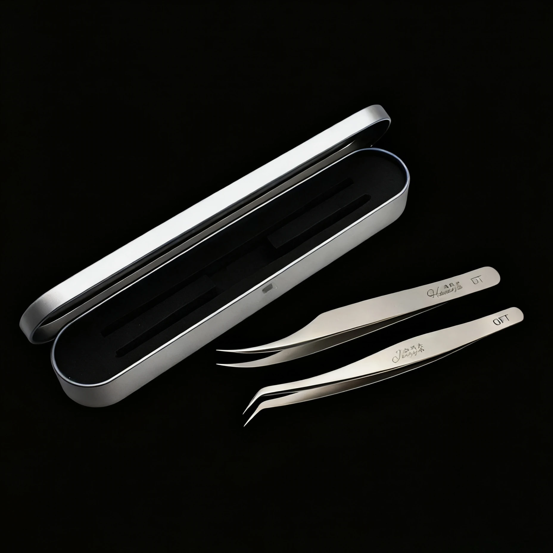 Nuovo Vetus Pinzette per piantare ciglia finte a forma di piuma d'oro/delfino Pinzas in acciaio inossidabile con custodia in banda stagnata per salone di bellezza