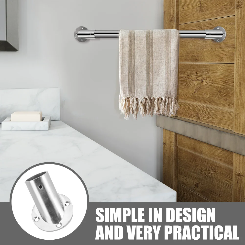 

2Pcs Angled Clothes Rail Closet Rod Brackets Pole Socket Shower Curtain Holders Wall Hanging Light Safe Material