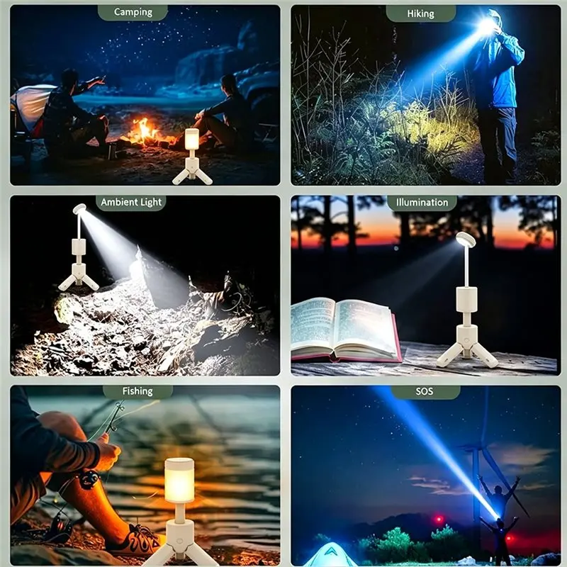B23B USB Rechargeable Magnetic Camping Lantern, 4 In 1 Telescopic Design, IPX7 Waterproof Dimmable Light, Overlanding Gear Inclu