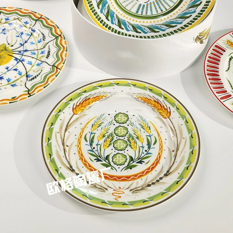 مجموعة أطباق ستيك سيراميك مبتكرة مرسومة يدويًا مقاس 10 بوصة للاستخدام المنزلي مجموعة أطباق العشاء الغربية #2