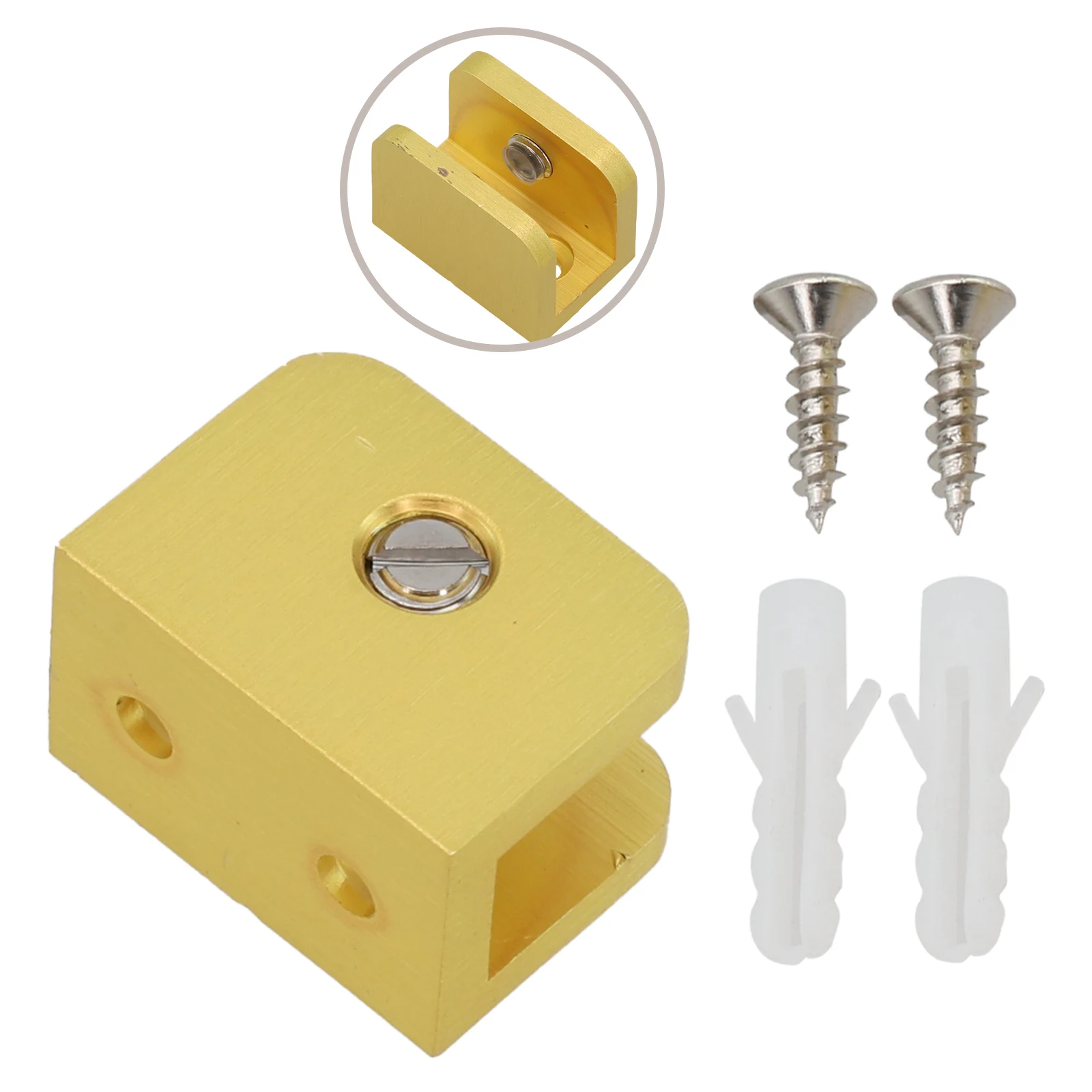 

4pcs Copper Gold Adjustable Glass Clip Holder Thick Glass, Support Bracket Fixed 32*24*21mm，22*24*18mm Shelf Furniture Hardware