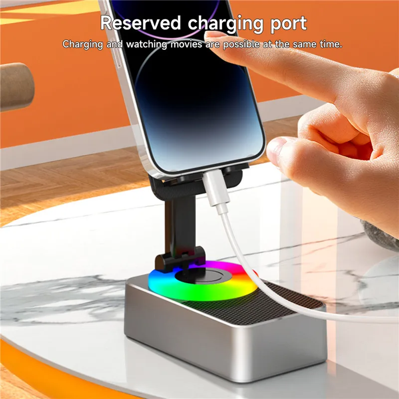 Mobile Cell Phone Stand Holder with Bluetooth Speaker HD Portable Wireless Speaker Adjustable Tablet Desktop Live Lazy Bracket