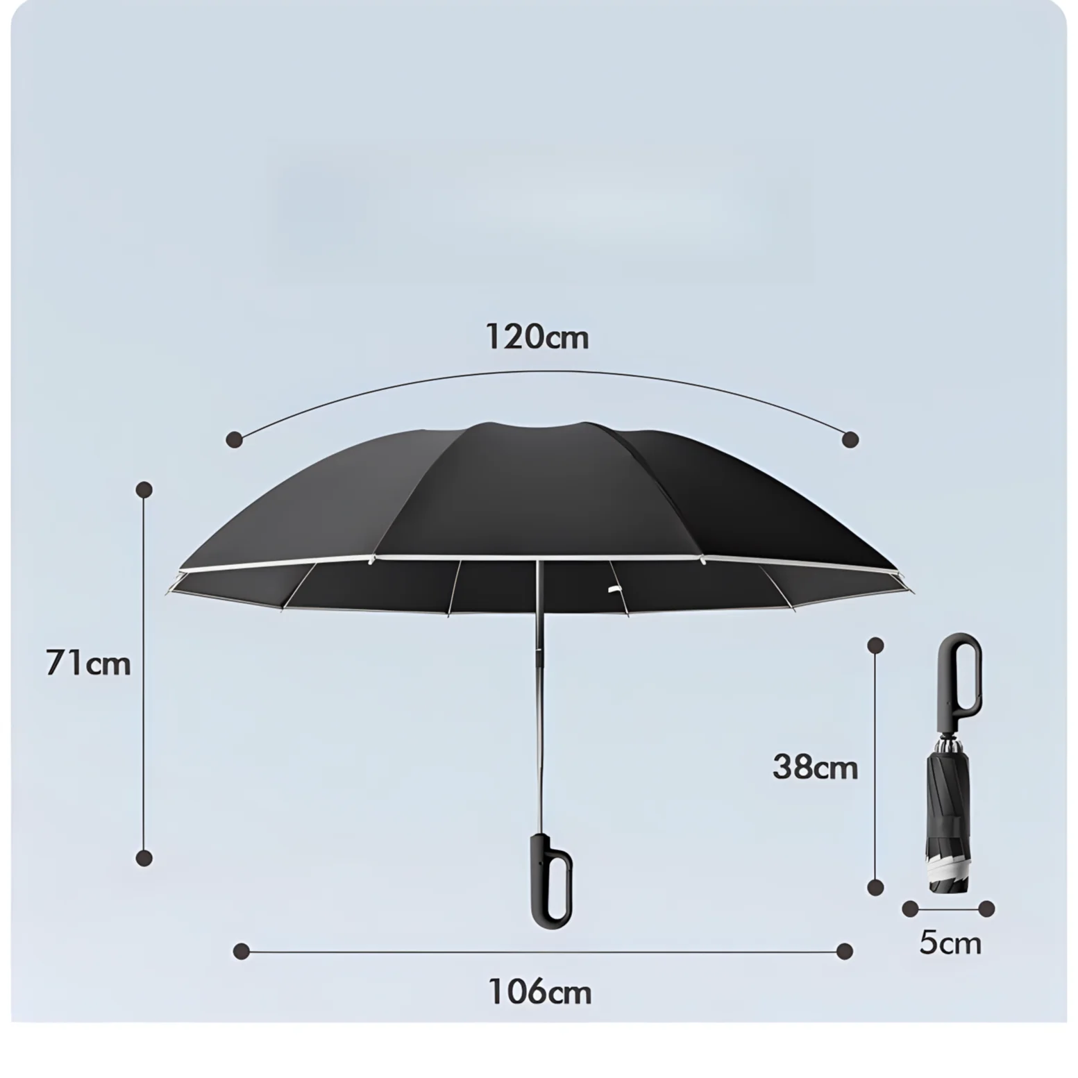 Windproof Reverse Umbrella Automatic, Buckle Handle Folding Rain Umbrellas Outdoor, Travel Golf Big Size Umbrella Men and Women