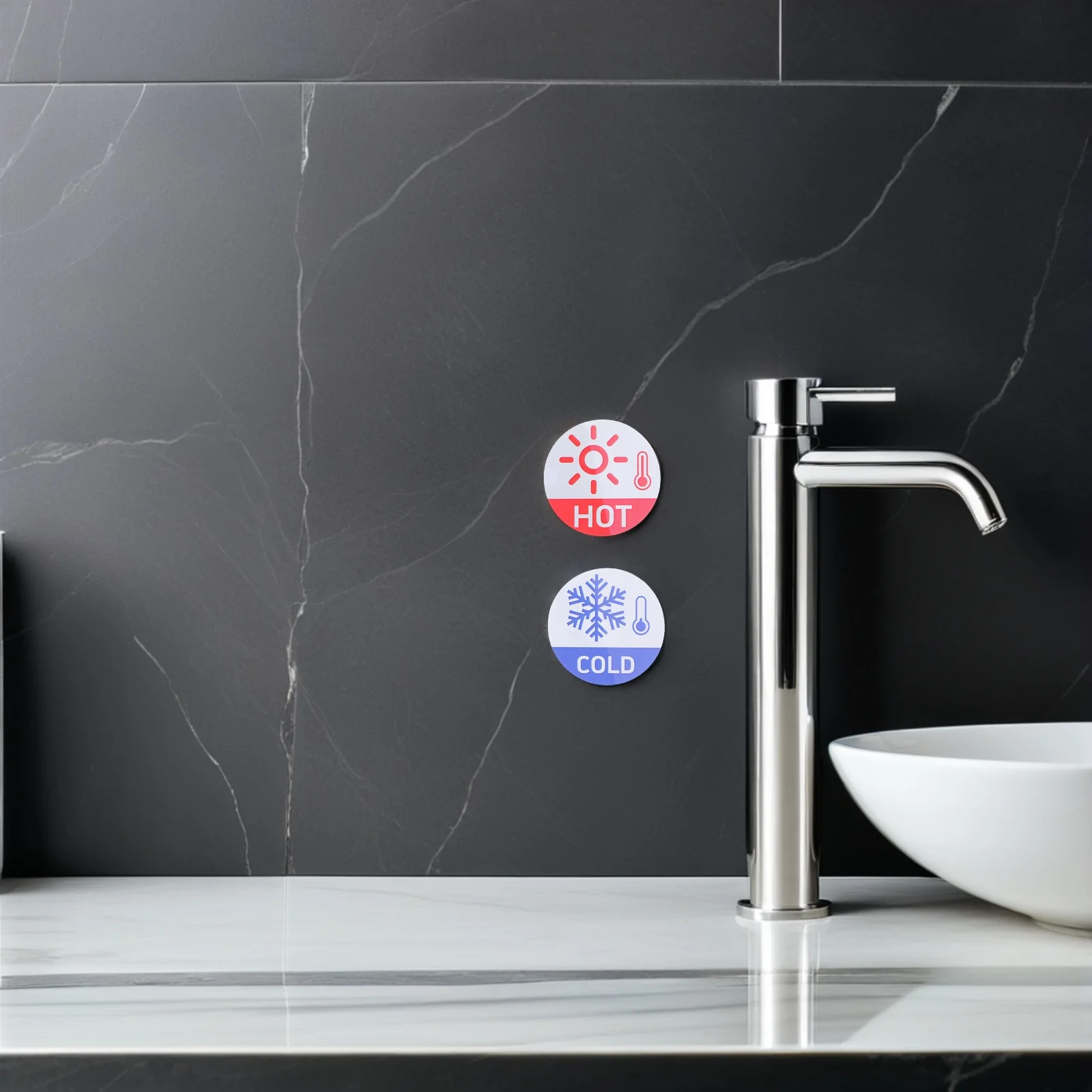 

Hot Cold Faucet Labels 5Cm Self-Adhesive Waterproof Temperature Stickers Universal Bathroom Water Signs For Home Office