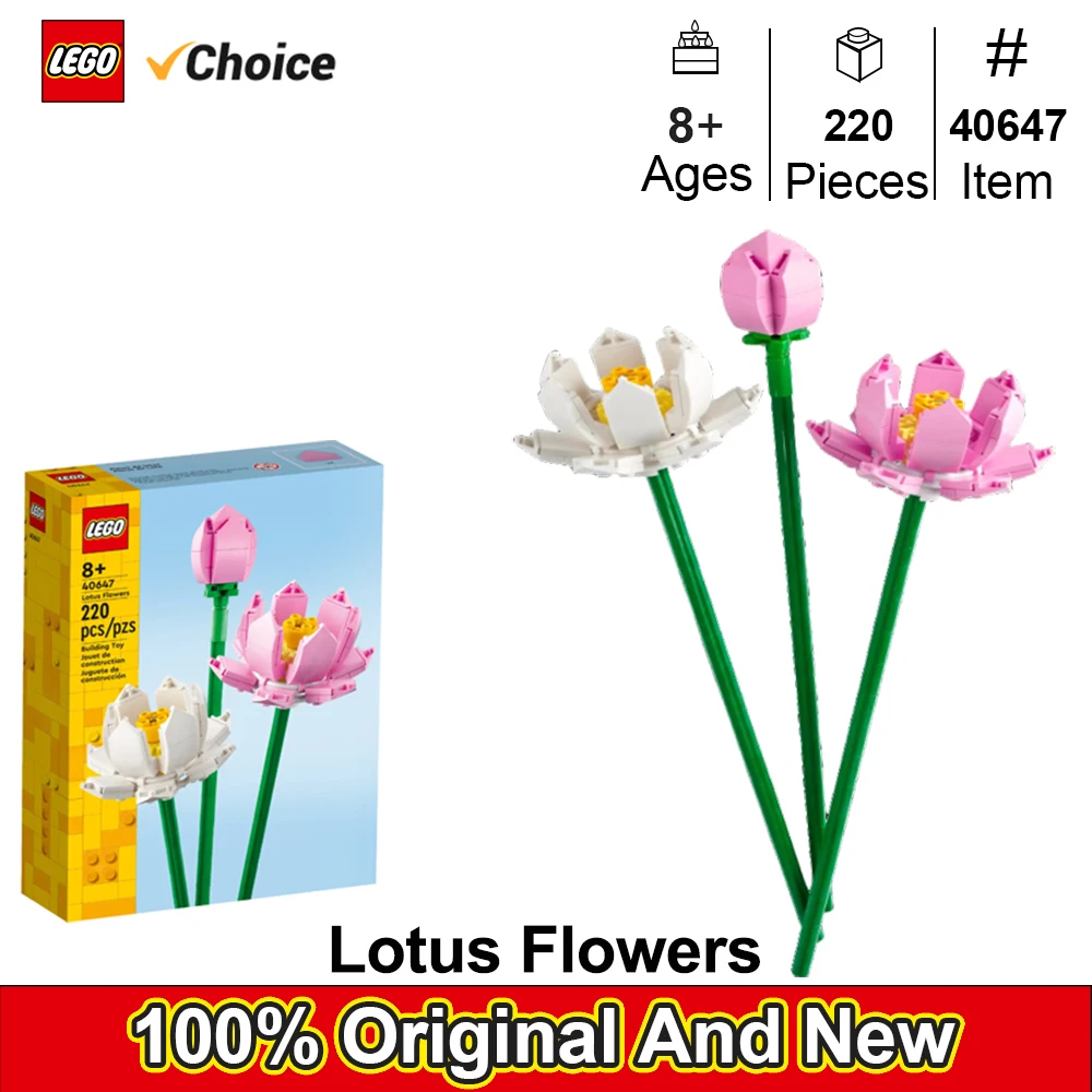 LEGO 40647 Lotus Flowers Building Kit, Artificial Flowers for Decoration, Idea,  Building Toy for Girls and Boys Ages 8 and Up