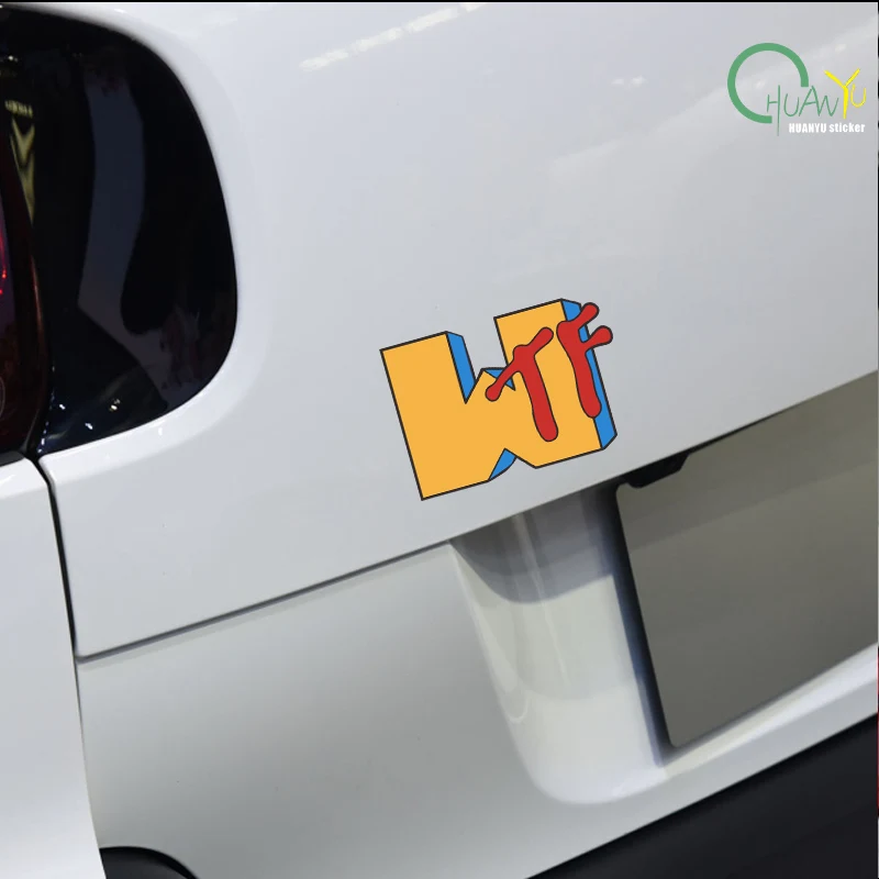 TLP Reflective Sticker WTF English Art Text What the Hell Retro MTV Style Flat Sticker Waterproof Decal
